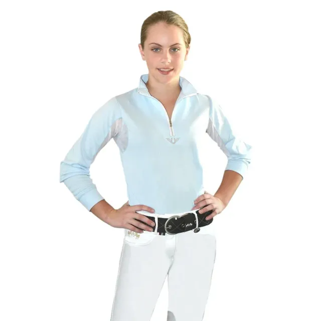 TuffRider Ventilated kinder rijshirt navy S lange mouw