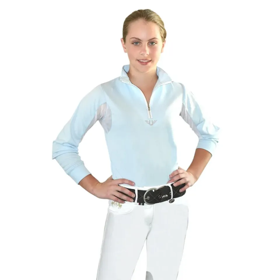 TuffRider Ventilated kinder rijshirt navy S lange mouw